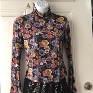 Autumn print Turtle Neck Top
